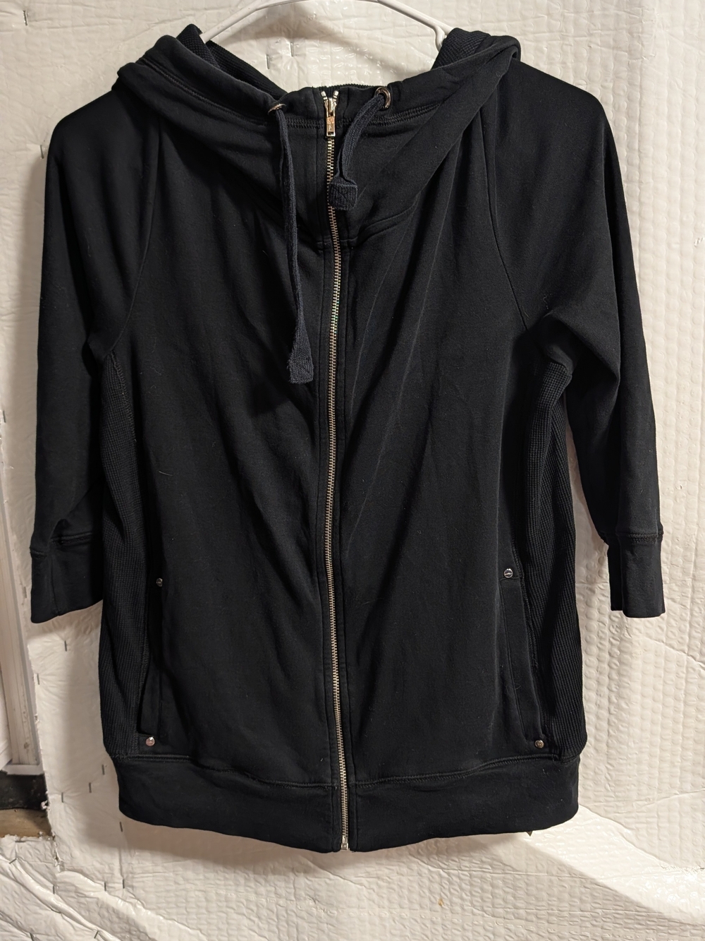 Lauren Ralph Lauren Black 3/4 Full-Zip Hooded Jacket
